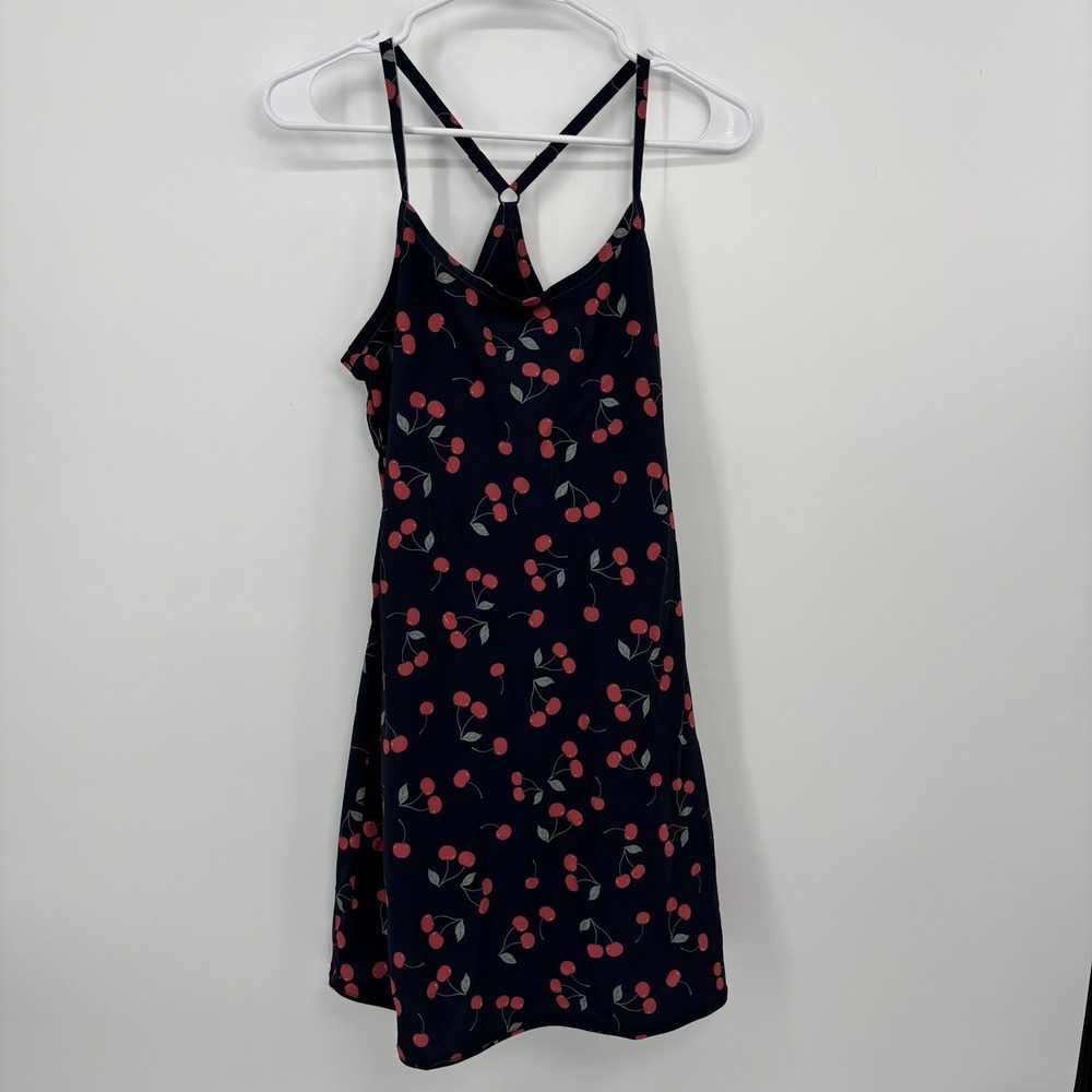 Outdoor Voices Women's Exercise Dress Size Small Navy Blue Cherries Lined
